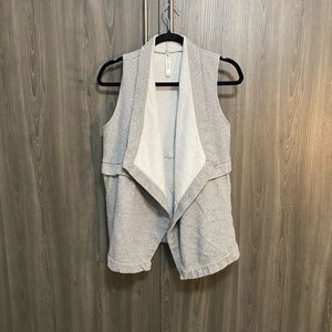 Fabletics Heather Grey Drapey Sweater Cardigan Vest